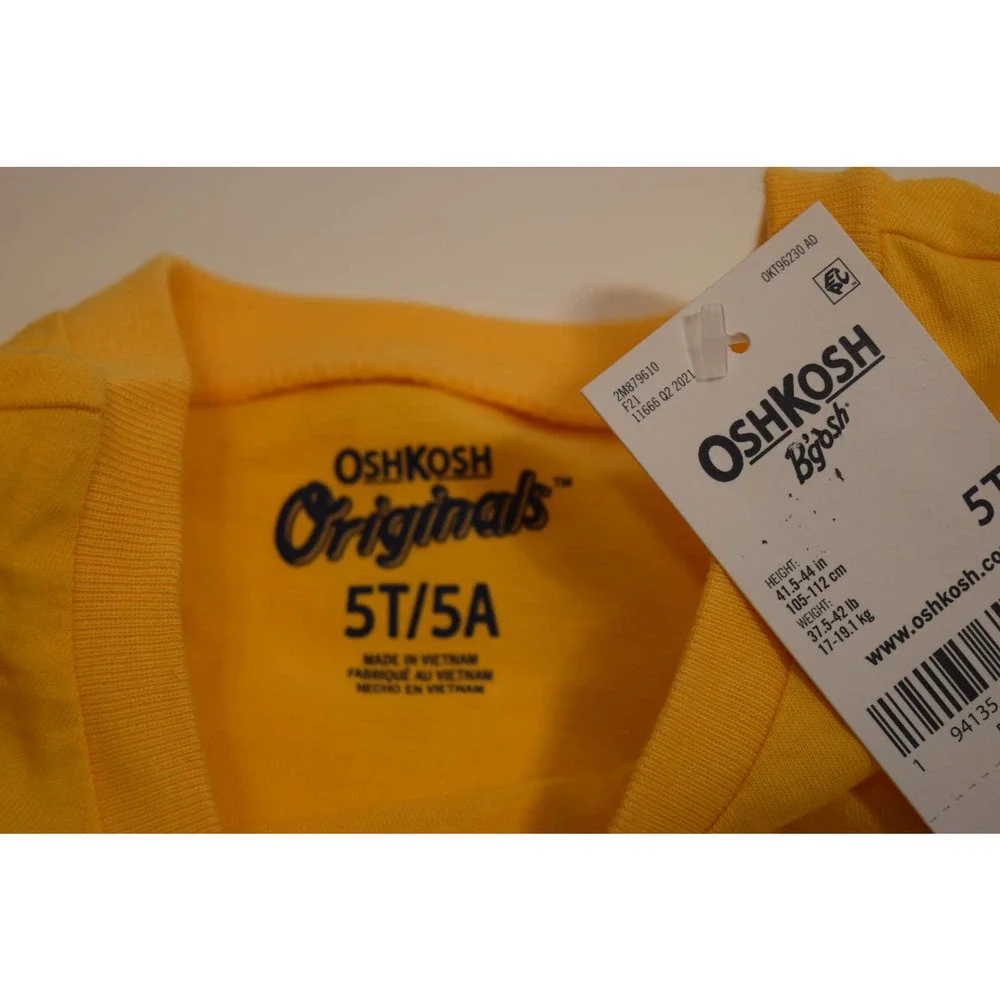 NWT OshKosh B'ghosh Girl's Cotton Tee Size 5T in Yellow‎ w/ Rainbow Design